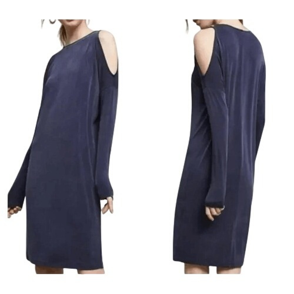 Anthropologie Eri + Ali Annalyn Cocoon‎ Cold Shoulder Navy Dress Size M